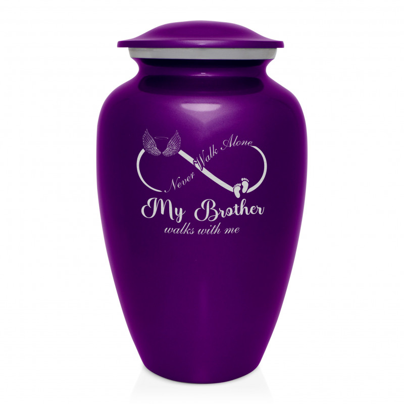 My Brother Walks With Me Cremation Urn - Purple Luster
