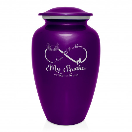 My Brother Walks With Me Cremation Urn - Purple Luster