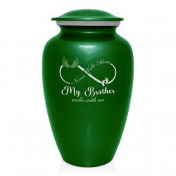 My Brother Walks With Me Cremation Urn - Shamrock Green