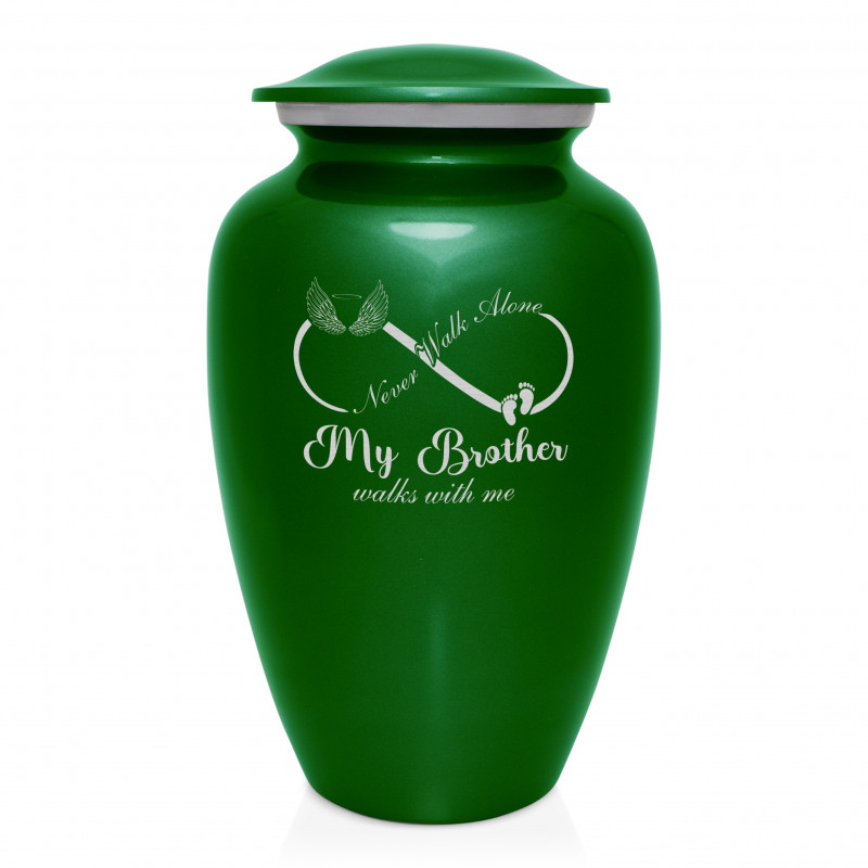 My Brother Walks With Me Cremation Urn - Shamrock Green