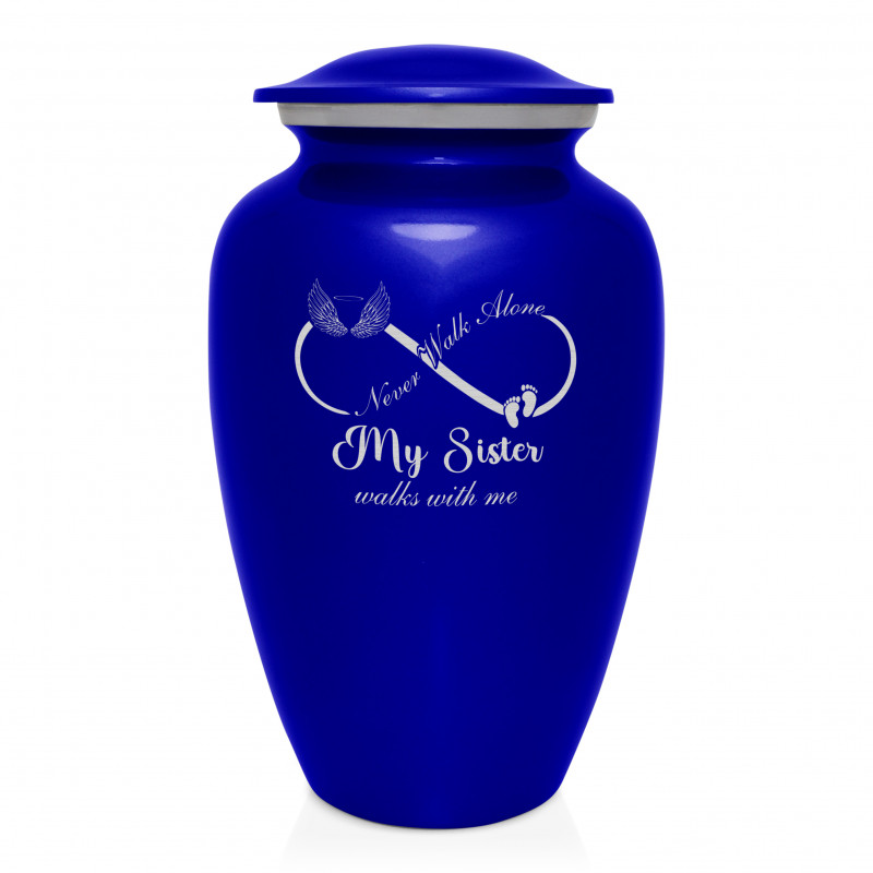 My Sister Walks With Me Cremation Urn - Midnight Blue