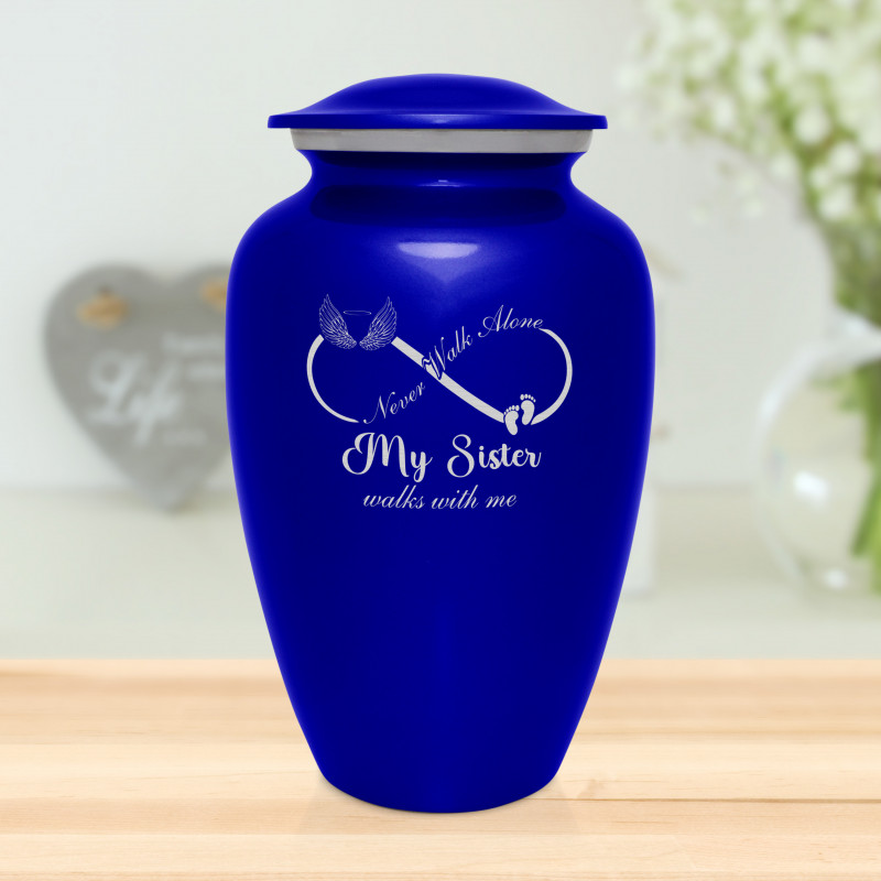 My Sister Walks With Me Cremation Urn - Midnight Blue