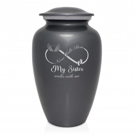 My Sister Walks With Me Cremation Urn - Gunmetal Gray