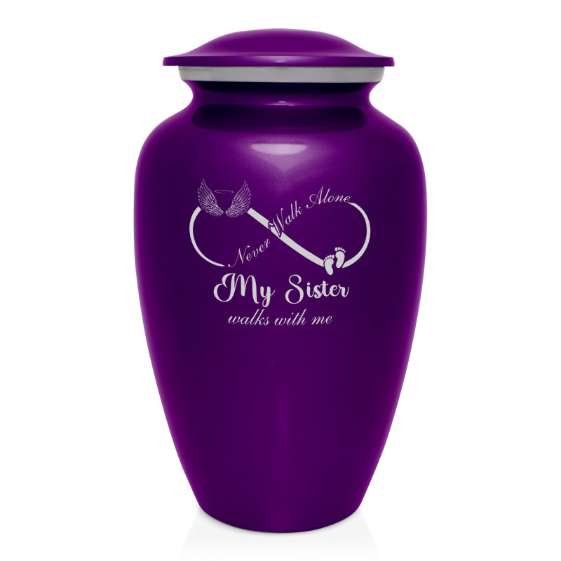 My Sister Walks With Me Cremation Urn - Purple Luster