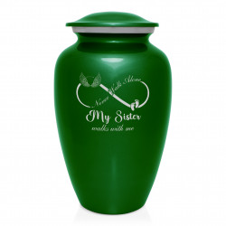 My Sister Walks With Me Cremation Urn - Shamrock Green