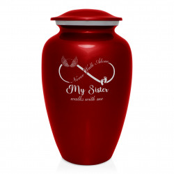 My Sister Walks With Me Cremation Urn - Ruby Red