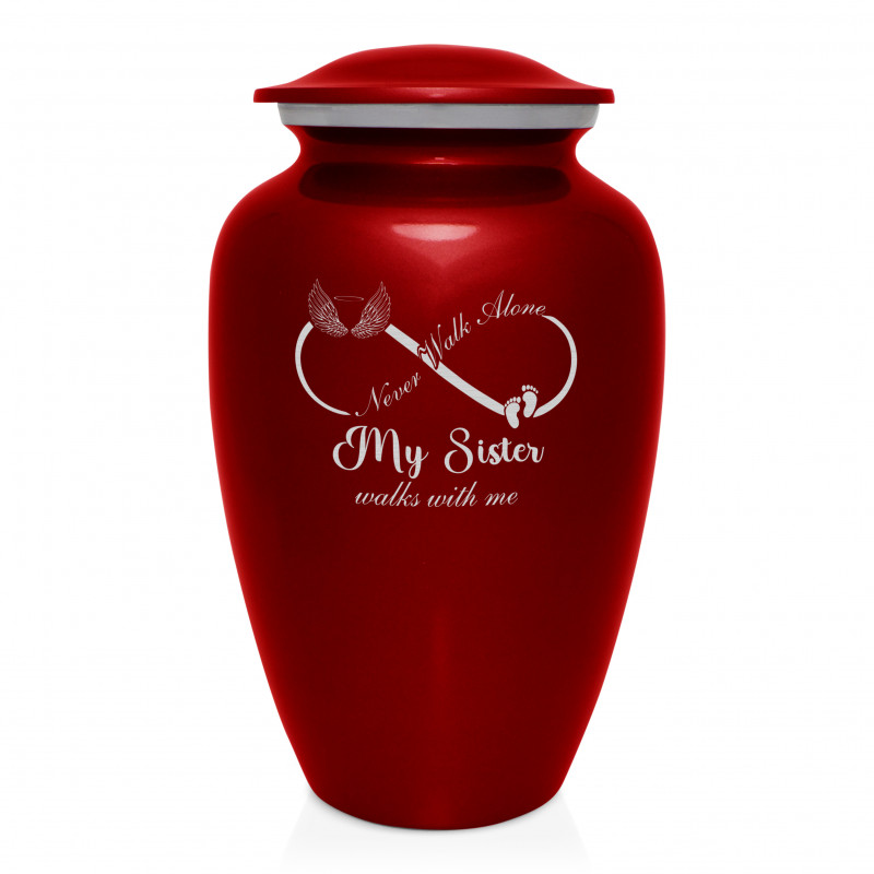My Sister Walks With Me Cremation Urn - Ruby Red