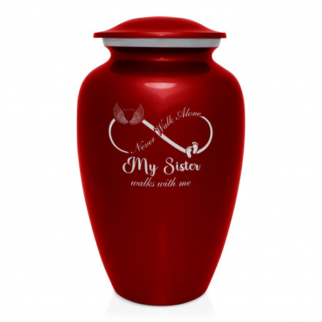 My Sister Walks With Me Cremation Urn - Ruby Red