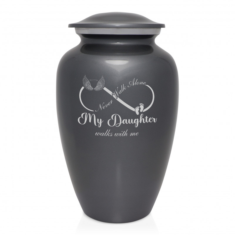 My Daughter Walks With Me Cremation Urn - Gunmetal Gray