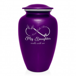 My Daughter Walks With Me Cremation Urn - Purple Luster