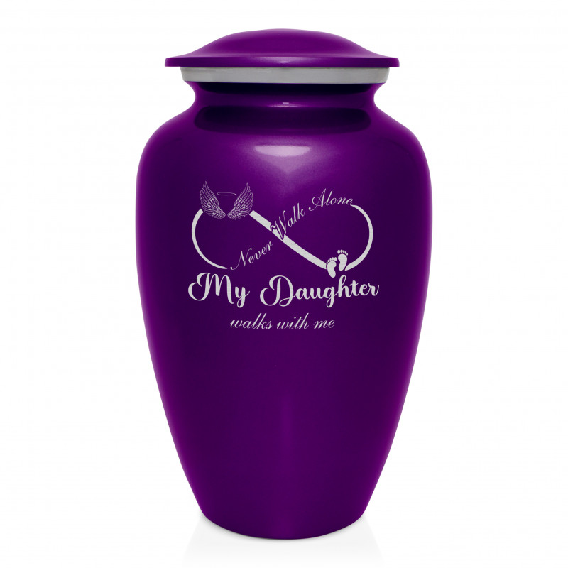 My Daughter Walks With Me Cremation Urn - Purple Luster