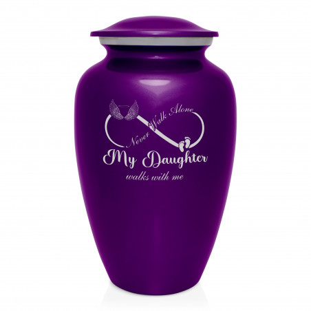 My Daughter Walks With Me Cremation Urn - Purple Luster