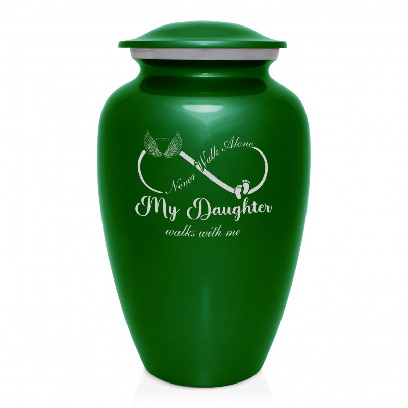 My Daughter Walks With Me Cremation Urn - Shamrock Green