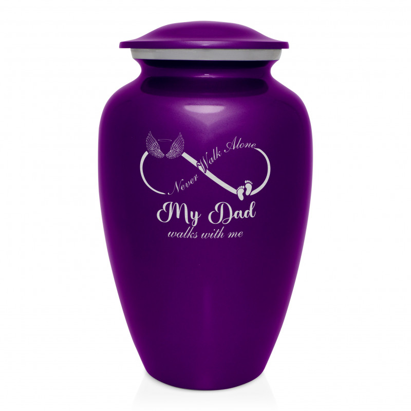 My Dad Walks With Me Cremation Urn - Purple Luster