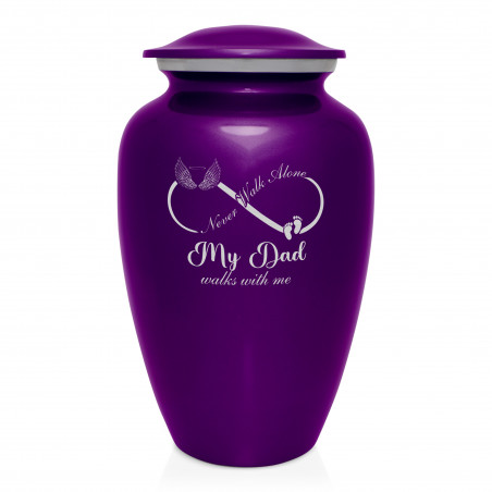 My Dad Walks With Me Cremation Urn - Purple Luster