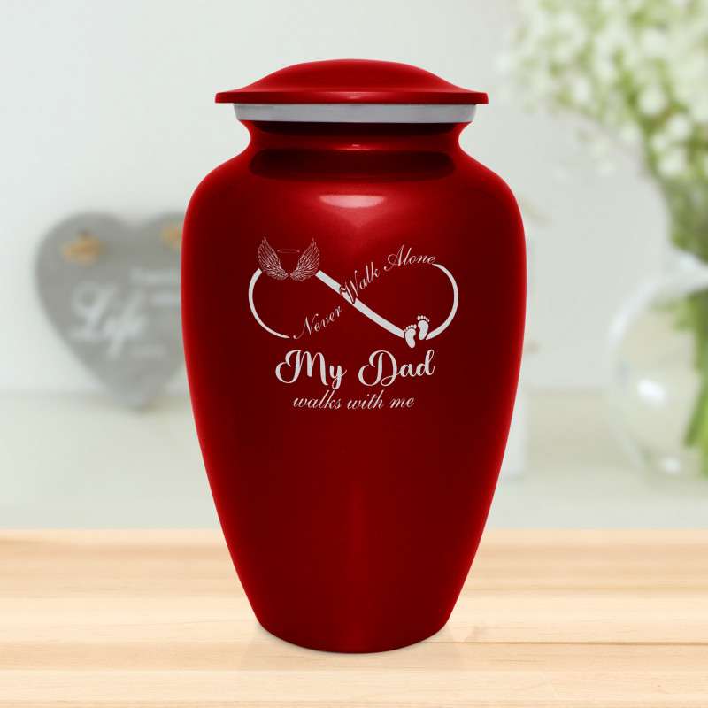 My Dad Walks With Me Cremation Urn - Ruby Red