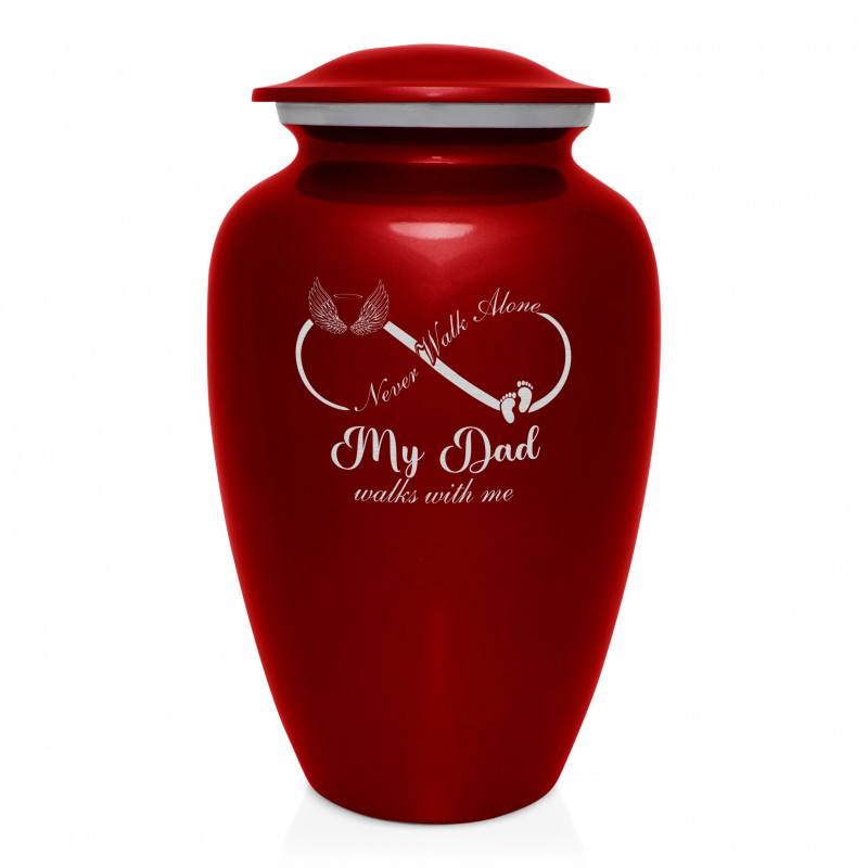 My Dad Walks With Me Cremation Urn - Ruby Red