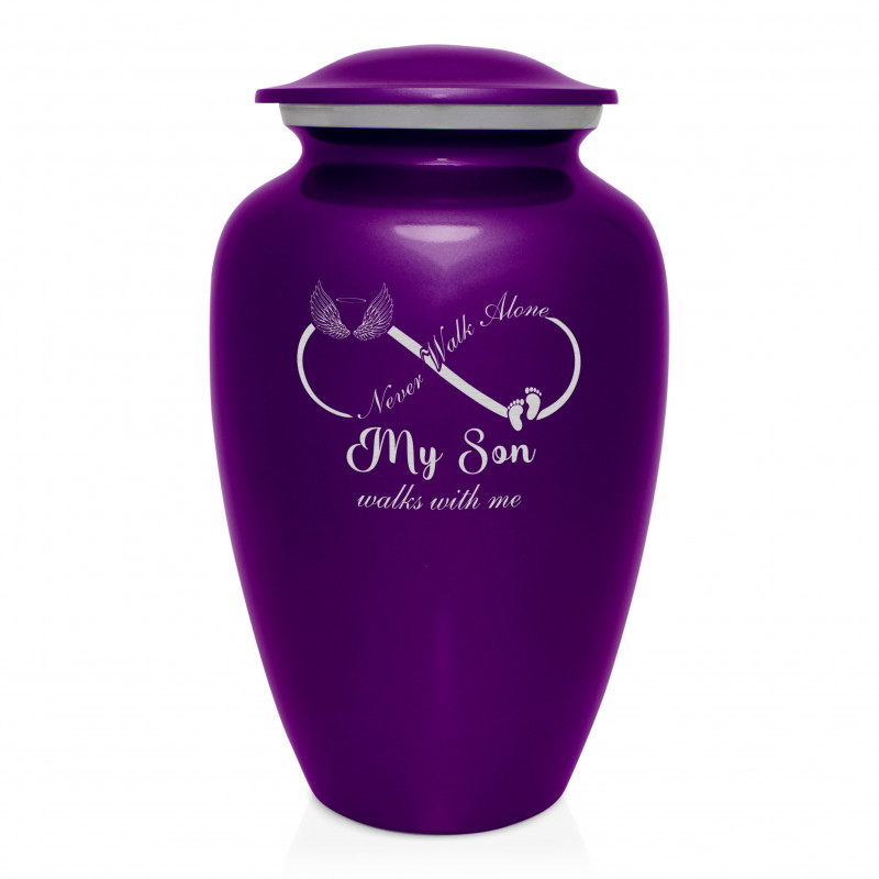 My Son Walks With Me Cremation Urn - Purple Luster