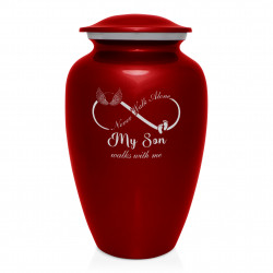 My Son Walks With Me Cremation Urn - Ruby Red
