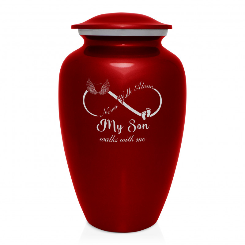 My Son Walks With Me Cremation Urn - Ruby Red