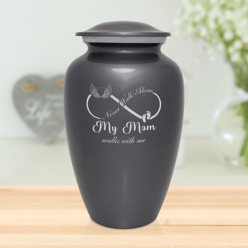 My Mom Walks With Me Cremation Urn - Gunmetal Gray