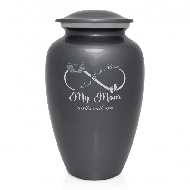 My Mom Walks With Me Cremation Urn - Gunmetal Gray