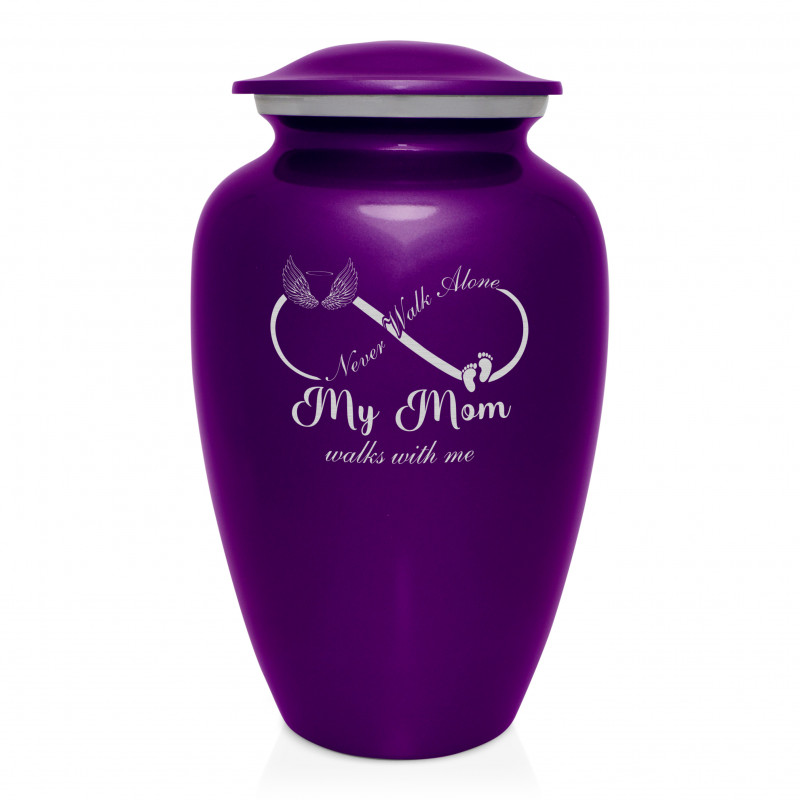 My Mom Walks With Me Cremation Urn - Purple Luster