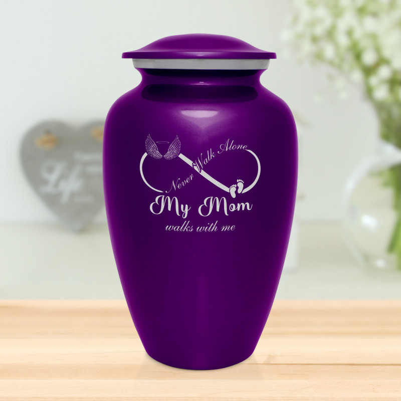 My Mom Walks With Me Cremation Urn - Purple Luster