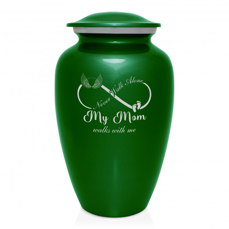 My Mom Walks With Me Cremation Urn - Shamrock Green