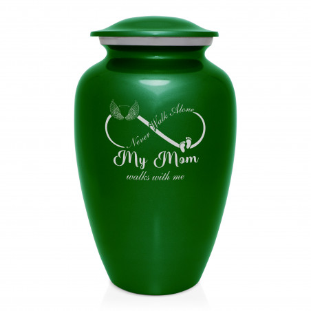 My Mom Walks With Me Cremation Urn - Shamrock Green