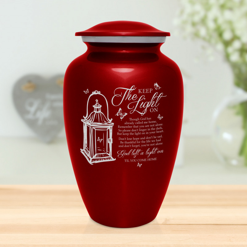 Keep the Light On Cremation Urn - Ruby Red