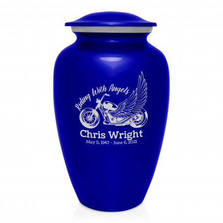 Riding with Angels Motorcycle Cremation Urn - Midnight Blue