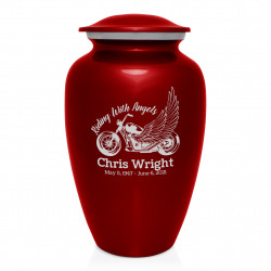 Riding with Angels Motorcycle Cremation Urn - Ruby Red