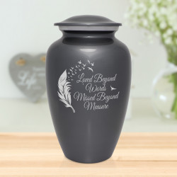 Loved Beyond Words Cremation Urn - Gunmetal Gray