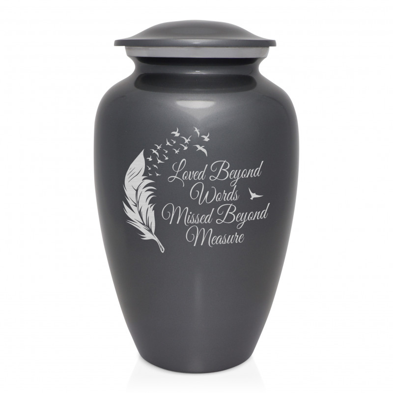 Loved Beyond Words Cremation Urn - Gunmetal Gray