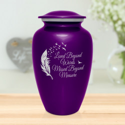 Loved Beyond Words Cremation Urn - Purple Luster