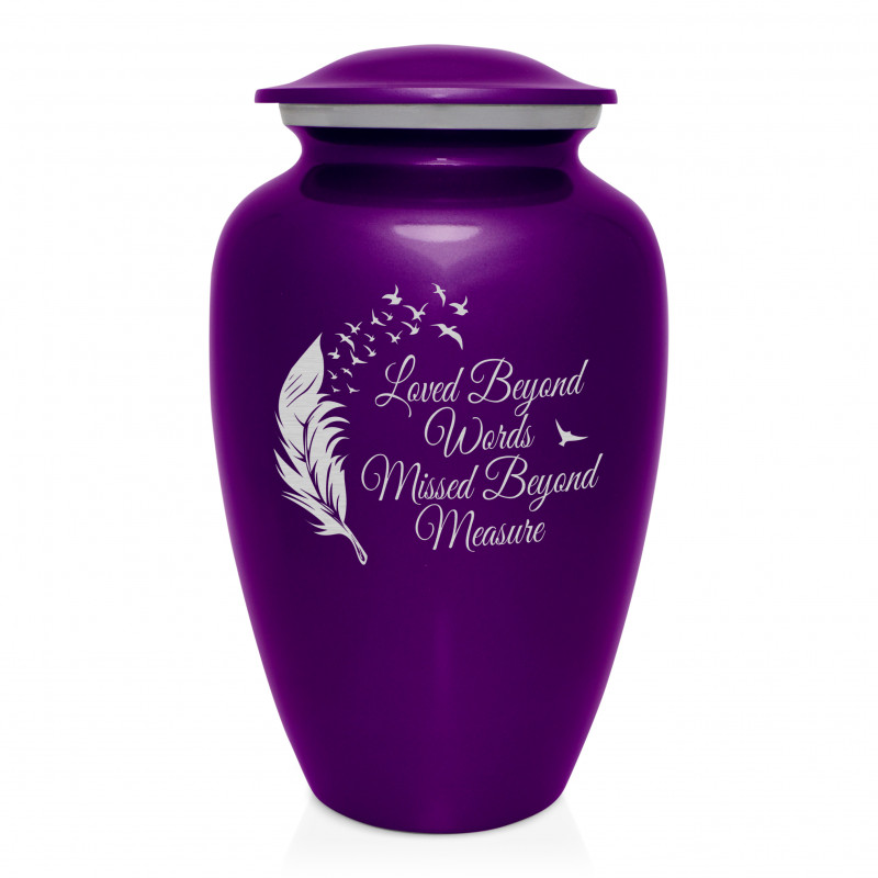 Loved Beyond Words Cremation Urn - Purple Luster