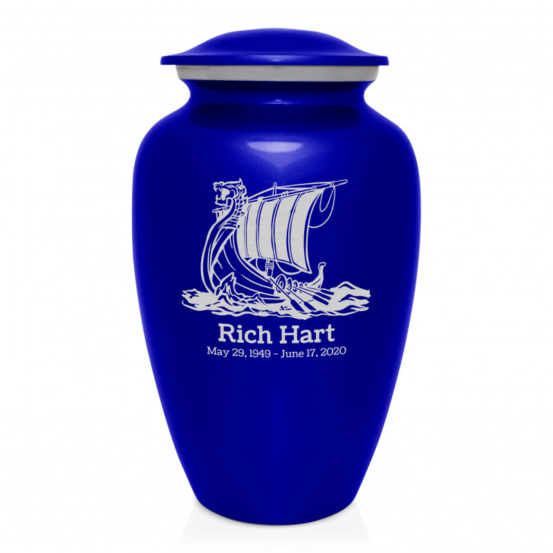 Viking Ship Cremation Urn - Midnight Blue