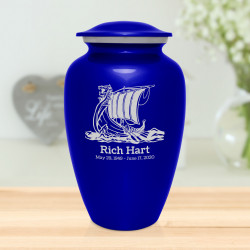 Viking Ship Cremation Urn - Midnight Blue