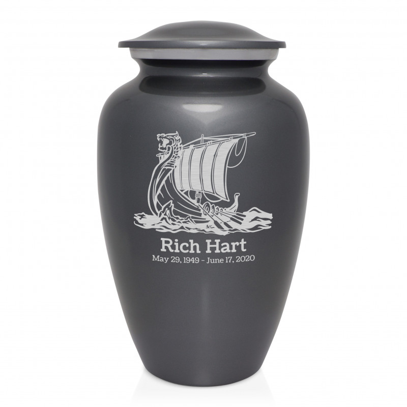 Viking Ship Cremation Urn - Gunmetal Gray