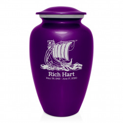 Viking Ship Cremation Urn - Purple Luster