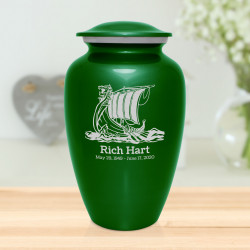 Viking Ship Cremation Urn - Shamrock Green