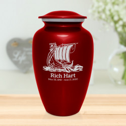 Viking Ship Cremation Urn - Ruby Red