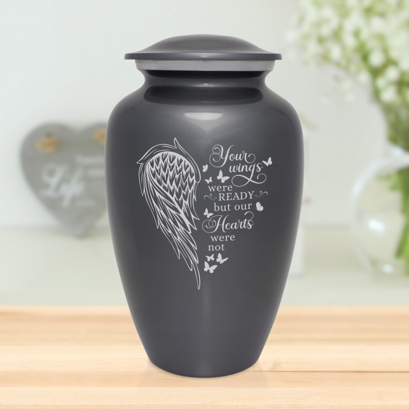 Your Wings Were Ready Cremation Urn - Gunmetal Gray