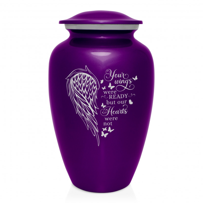 Your Wings Were Ready Cremation Urn - Purple Luster