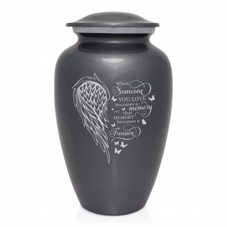 Memory Becomes a Treasure Cremation Urn - Gunmetal Gray