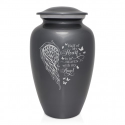 Heart Is In Heaven Cremation Urn - Gunmetal Gray