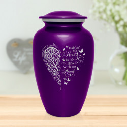 Heart Is In Heaven Cremation Urn - Purple Luster