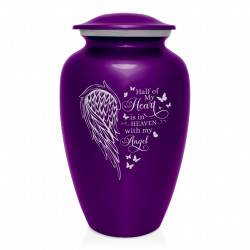 Heart Is In Heaven Cremation Urn - Purple Luster