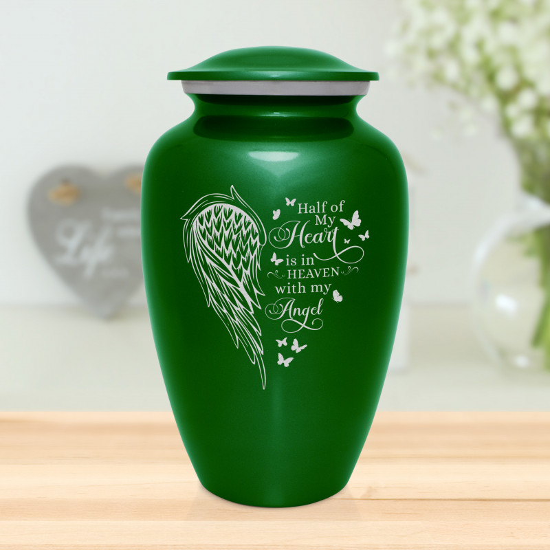 Heart Is In Heaven Cremation Urn - Shamrock Green